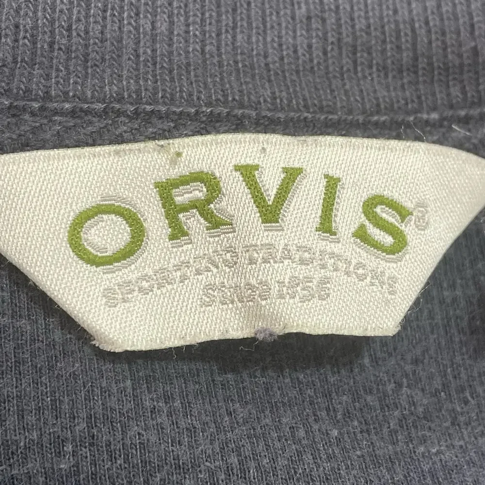 Orvis Vintage 90s 1/4 Zip Sweatshirt Men's L Faded Blue Textured All Cotton